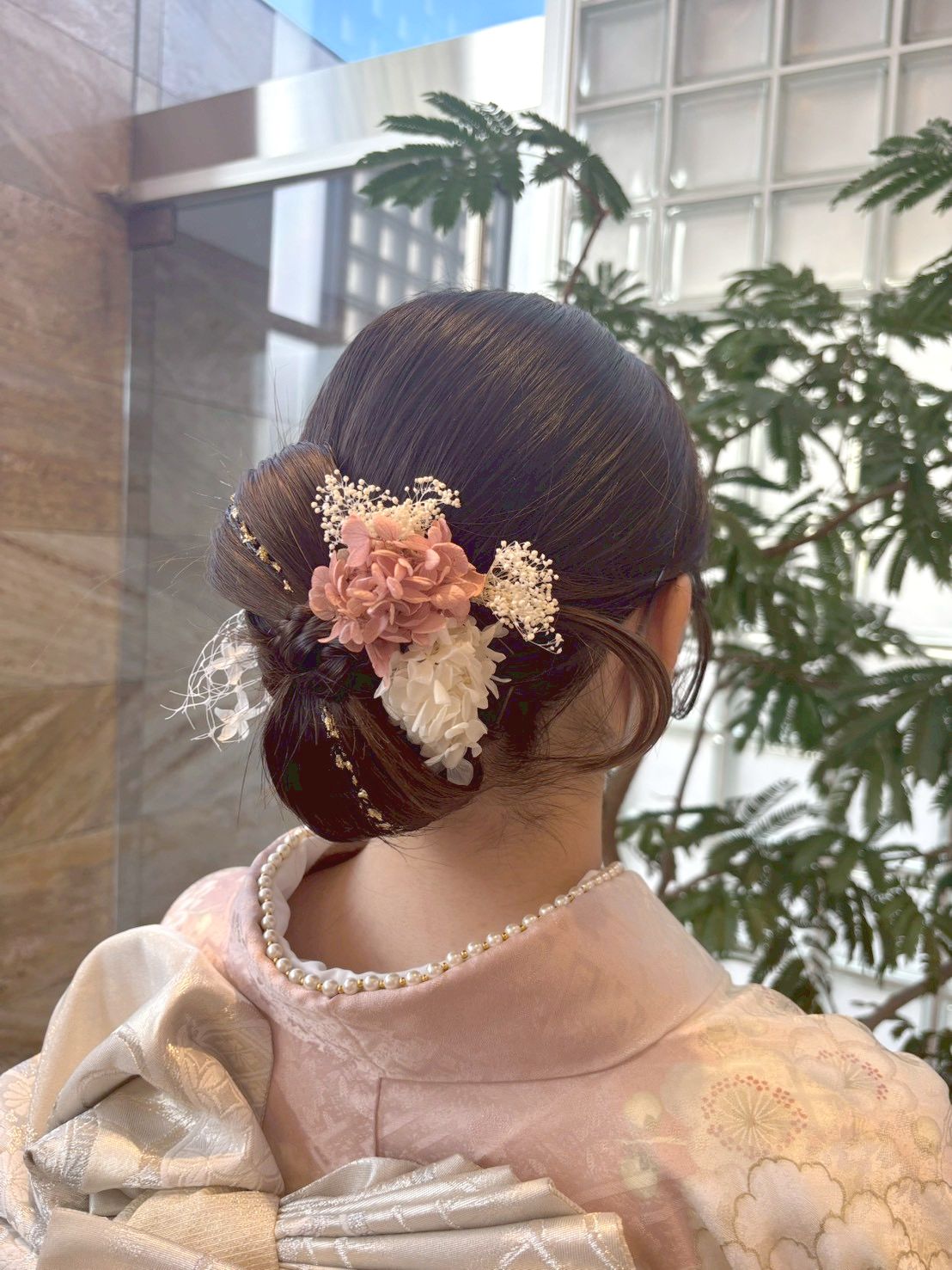 成人式ヘアセット リボンシニヨン